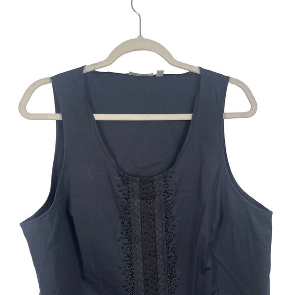 Halogen Black Sequin Sleeveless Blouse Career Womens Large - Picture 2 of 7